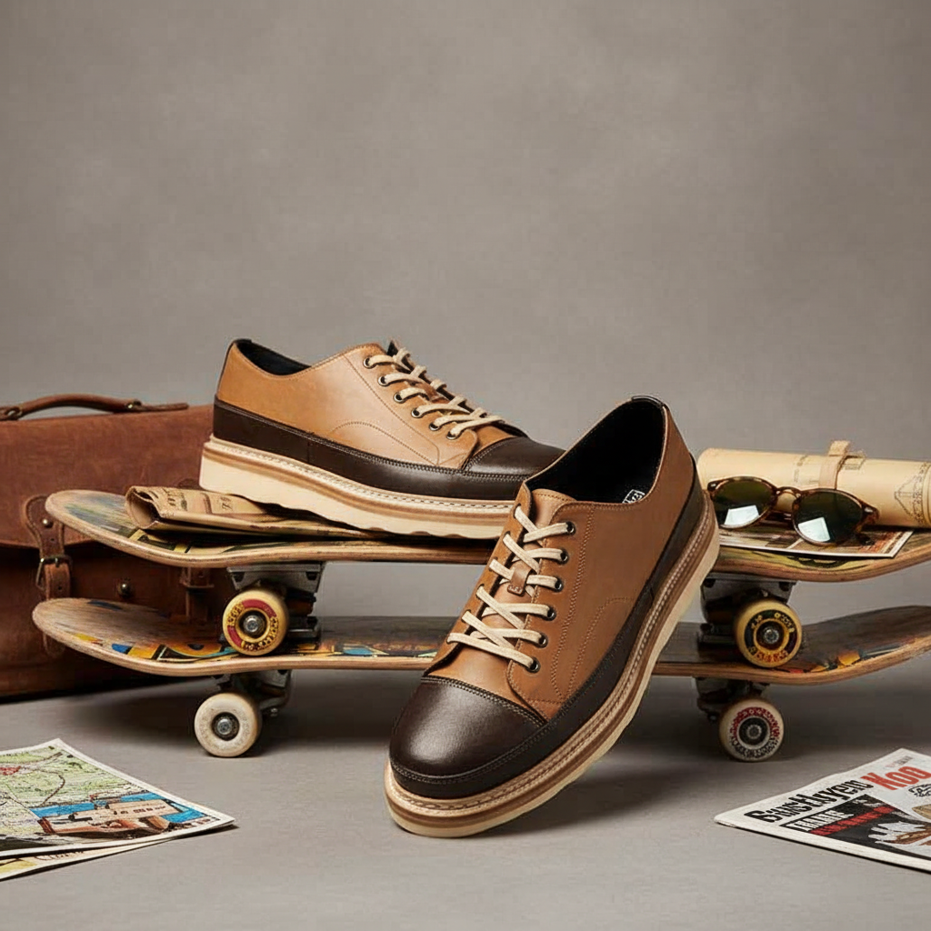 Vintage Handmade Board Shoes Genuine Leather Platform Casual Shoes