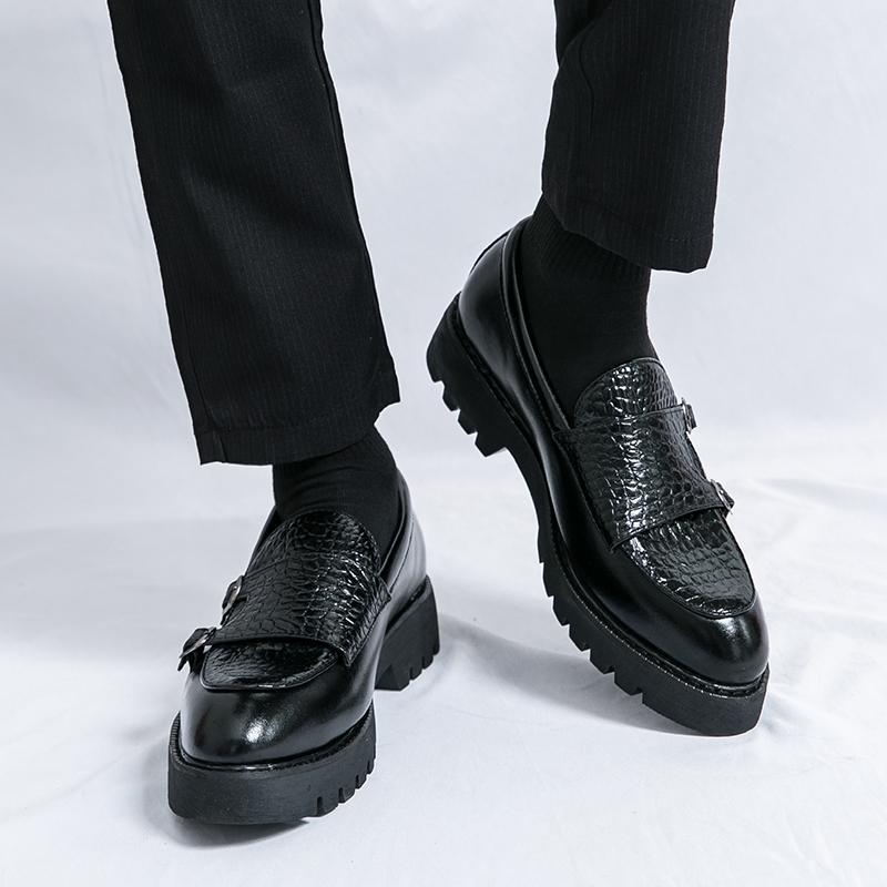 Platform Height Increasing Men's Leather Loafers Shoes