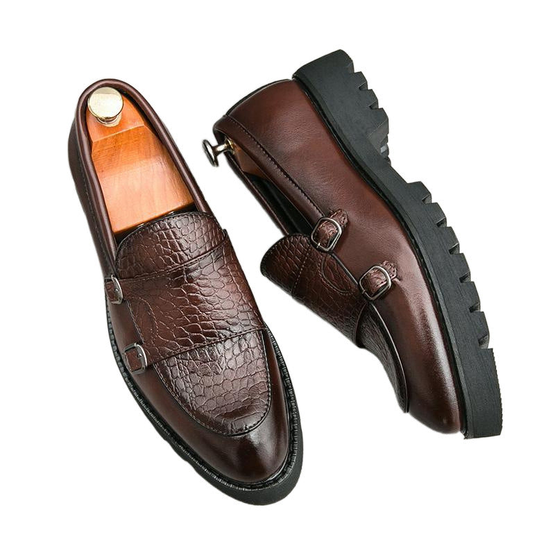 Platform Height Increasing Men's Leather Loafers Shoes