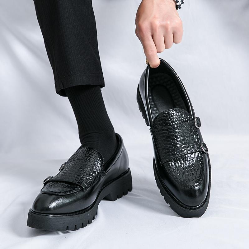 Platform Height Increasing Men's Leather Loafers Shoes